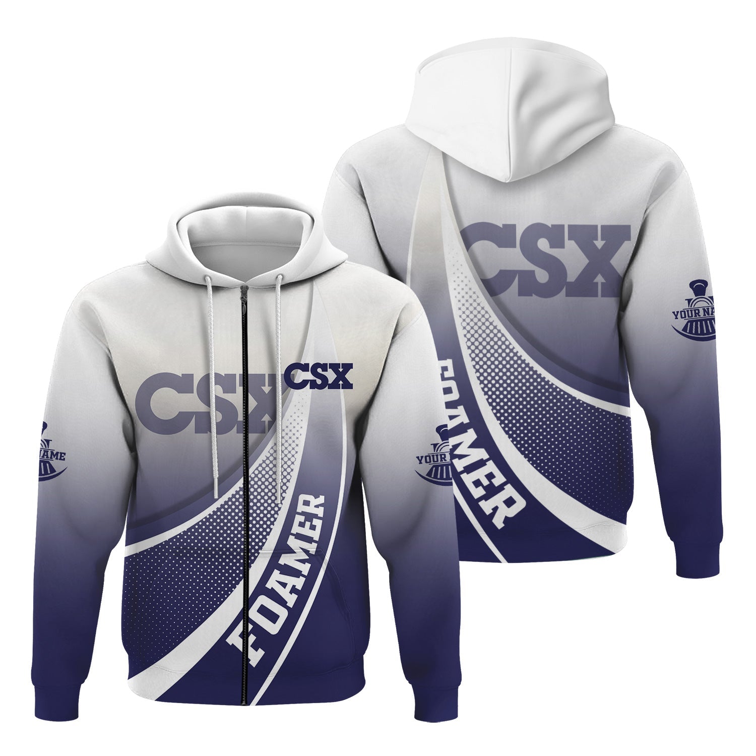 Railspirit Personalized CSX Transportation Railroad Hoodie Railway-Themed Style Zip Up Hoodie Gift Idea For Trainspotter