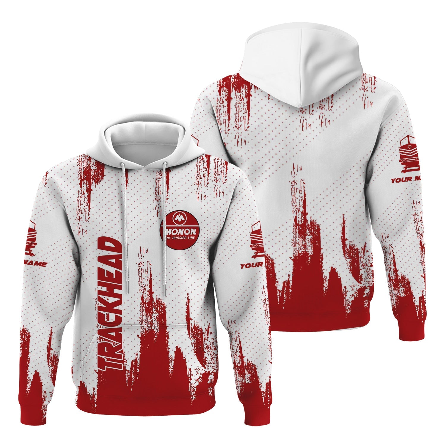 Railspirit Personalized Monon Railroad Hoodie Paint Impact Design Train Zip Up Hoodie for Trackhead