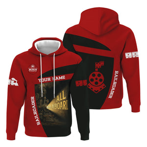 Railspirit Personalized Monon Railroad Hoodie All Aboard Steam Train Movie Projector Style Zip Up Hoodie
