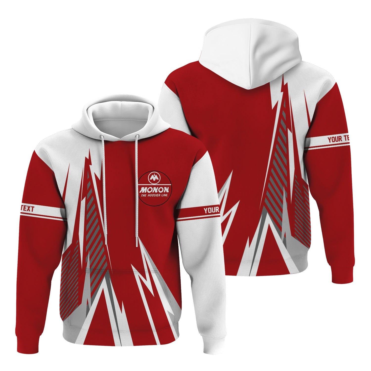 Railspirit Personalized Monon Railroad Hoodie Lightning-Inspired Railway Style Zip Up Hoodie For Train Lovers