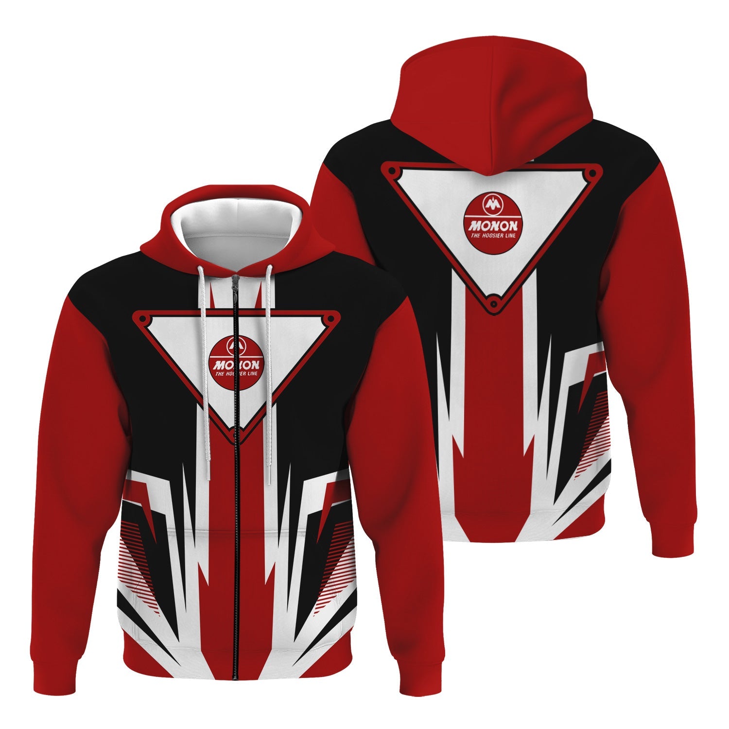 Railspirit Monon Railroad Hoodie Bold Graphic Style All Over Printed Zip Up Hoodie