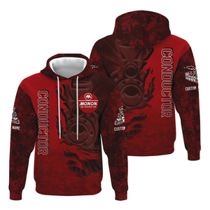 Railspirit Personalized Monon Railroad Hoodie Blazing Style with Custom Position Train Zip Up Hoodie