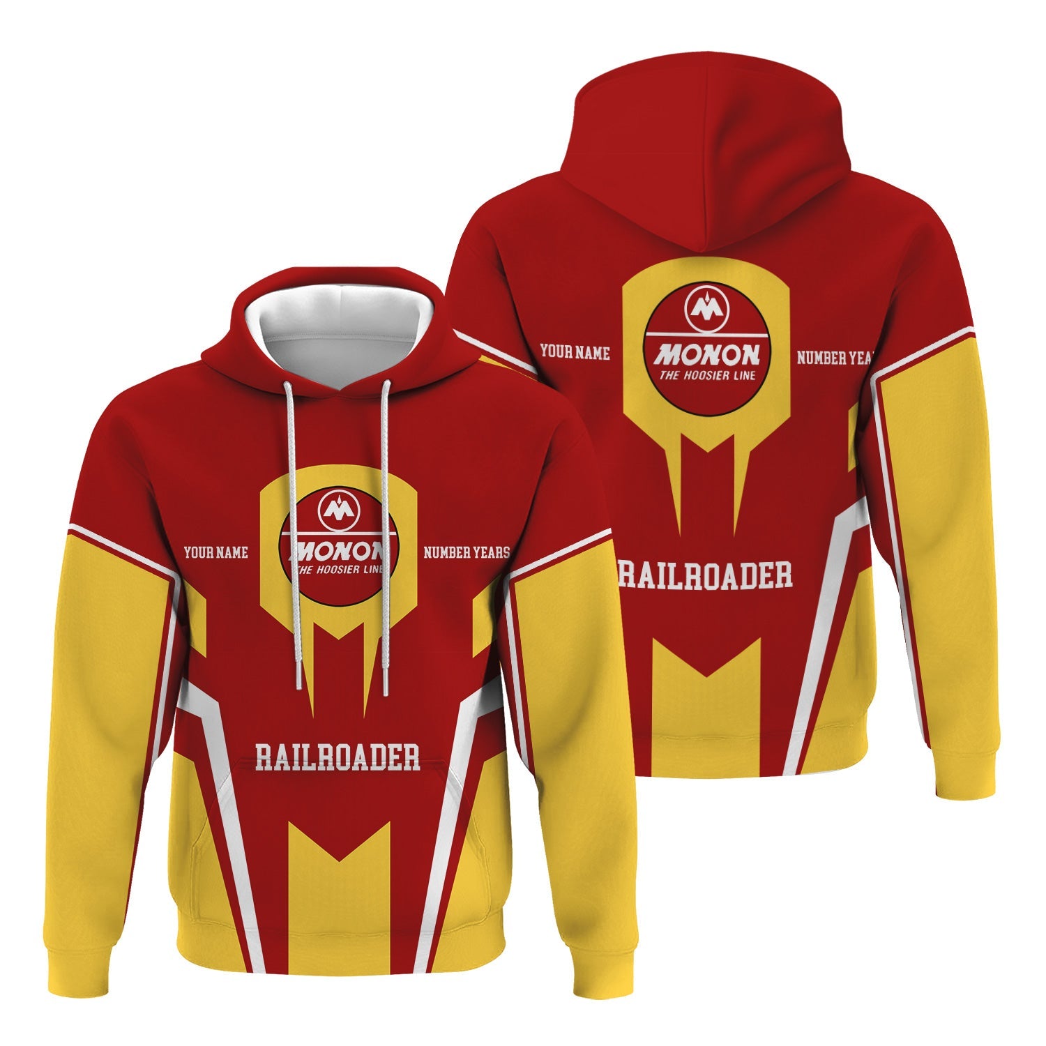 Railspirit Personalized Monon Railroad Hoodie Custom Year Railroader Zip Up Hoodie Gift Idea For Train Lover