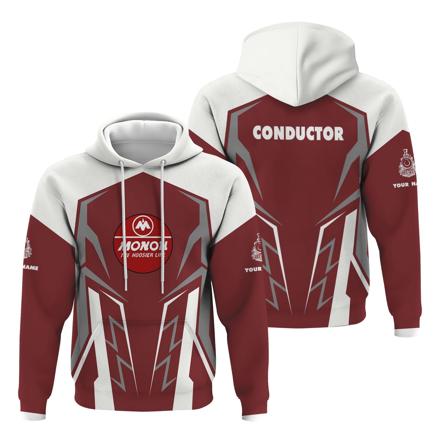 Railspirit Personalized Monon Railroad Hoodie Futuristic Design with Custom Job Train Zip Up Hoodie