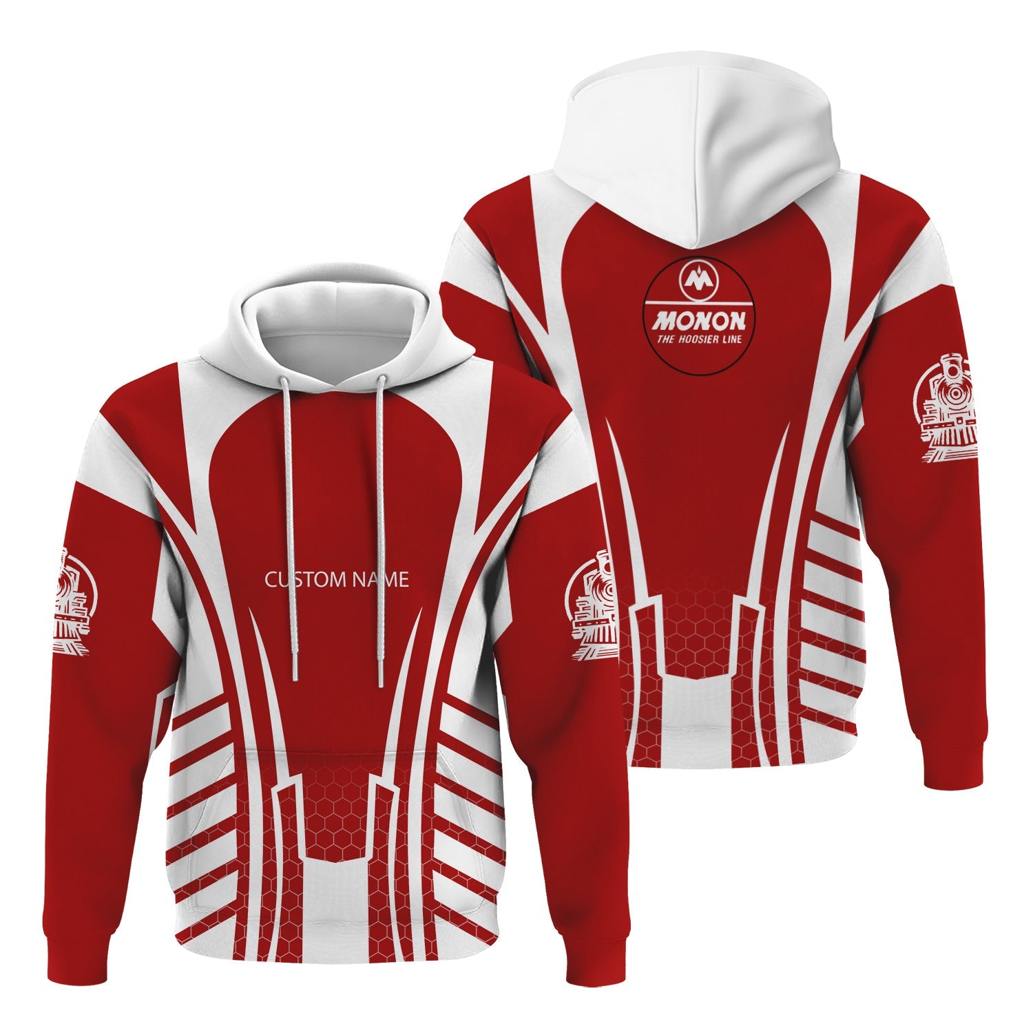 Railspirit Personalized Monon Railroad Hoodie Striped Railroad Style Train Zip Up Hoodie All Over Print