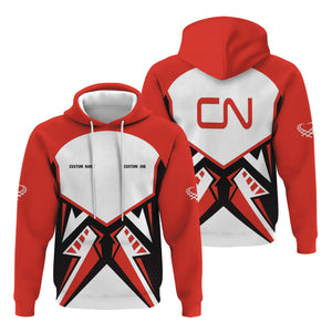 Railspirit Personalized Canadian National Railroad Hoodie Vibriant Style with Custom Position Train Zip Up Hoodie
