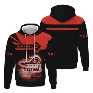 Railspirit Custom Name Canadian National Railroad Hoodie American Train Ticket Printed Zip Hoodie