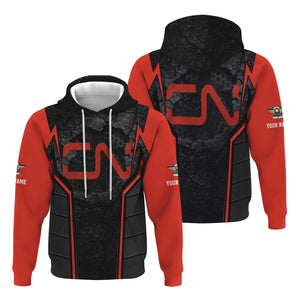 Railspirit Personalized Canadian National Railroad Hoodie Cracked Metal Design Train Zip Up Hoodie for Rail Enthusiasts