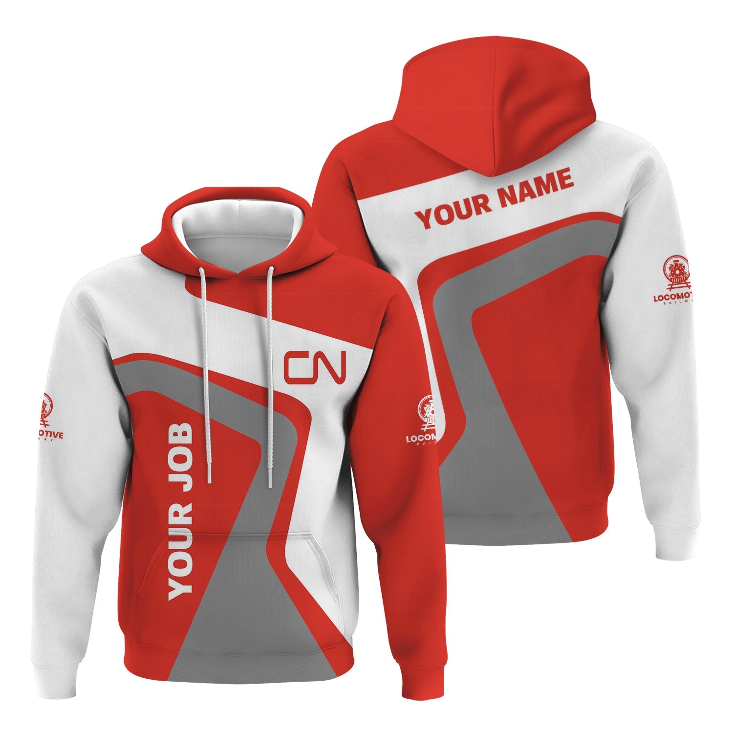 Railspirit Personalized Canadian National Railroad Hoodie Unique Design with Custom Job Position Train Zip Up Hoodie