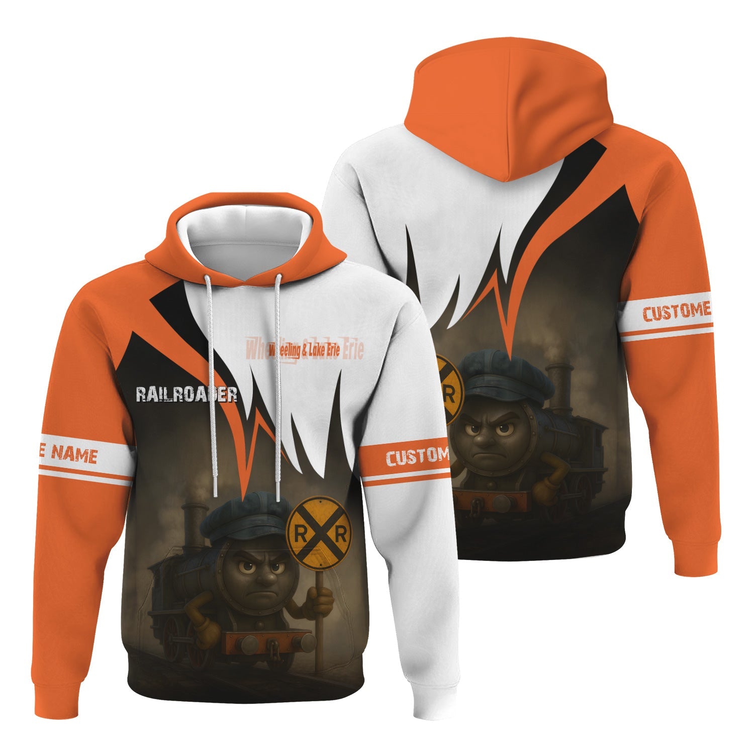 Railspirit Personalized Wheeling And Lake Erie Railroad Hoodie Angry Train Hoodie Gift Idea For Train Lover