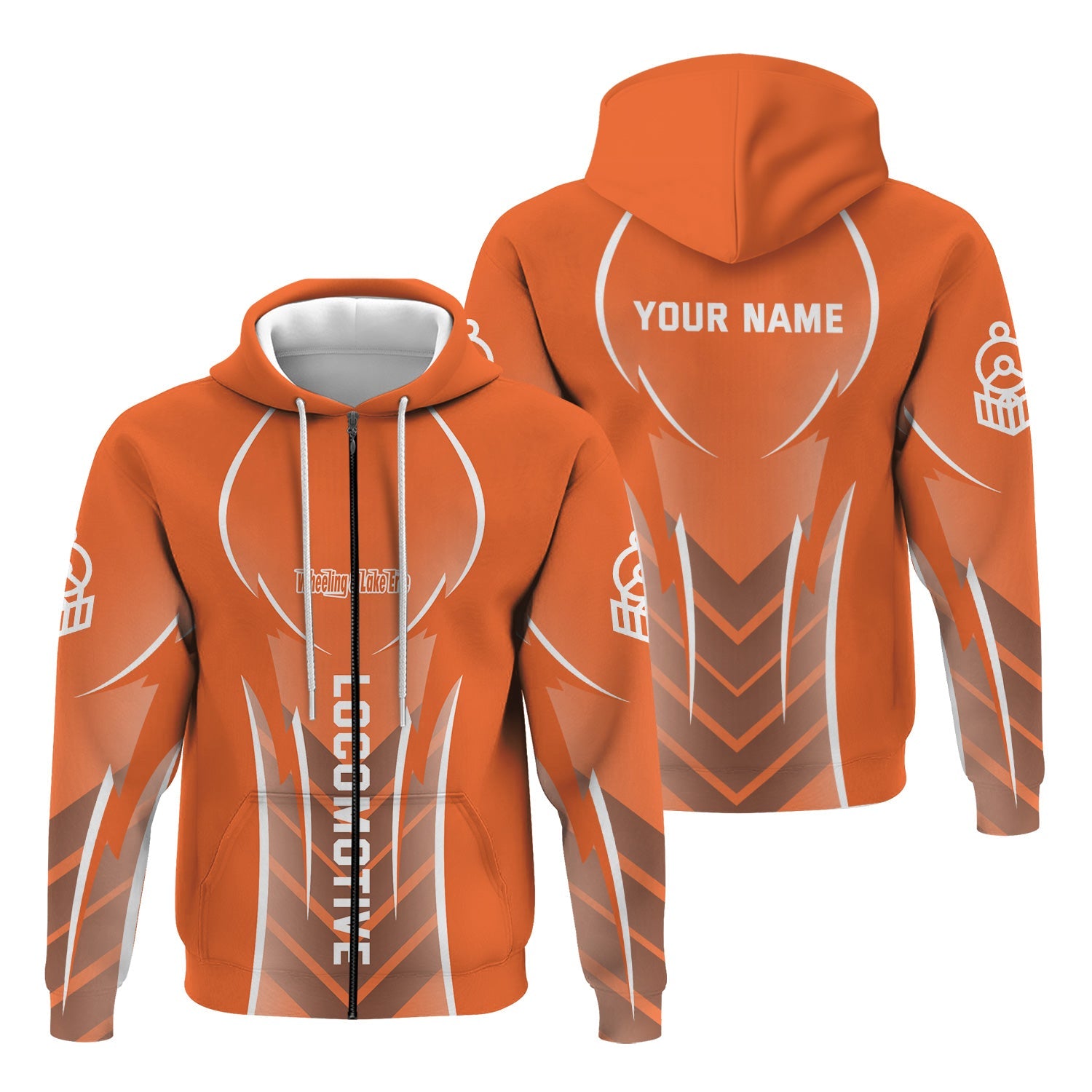 Railspirit Personalized Wheeling And Lake Erie Railroad Hoodie Striking Line Style Train Zip Up Hoodie For Locomotive Lovers