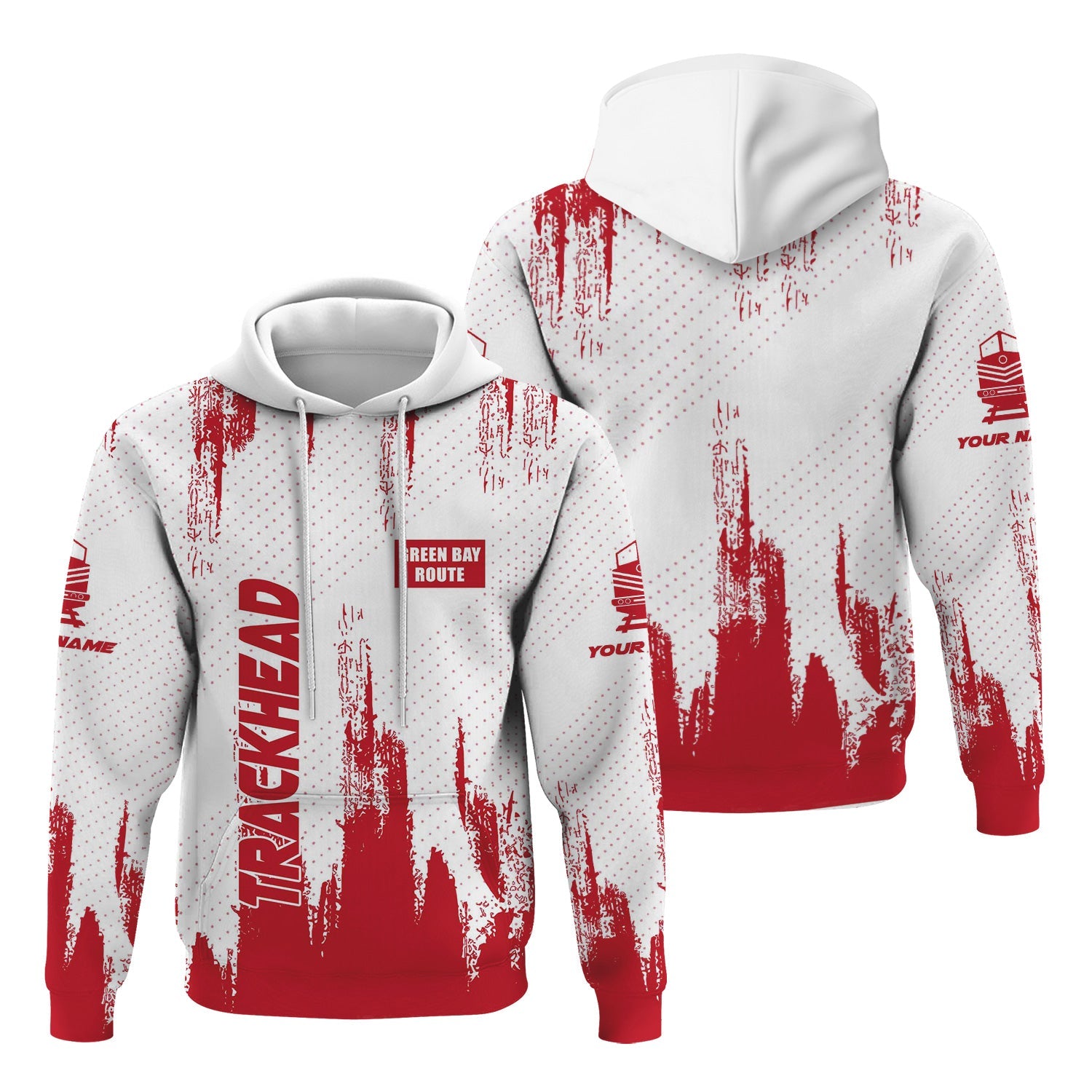 Railspirit Personalized Green Bay & Western Railroad Hoodie Paint Impact Design Train Zip Up Hoodie for Trackhead