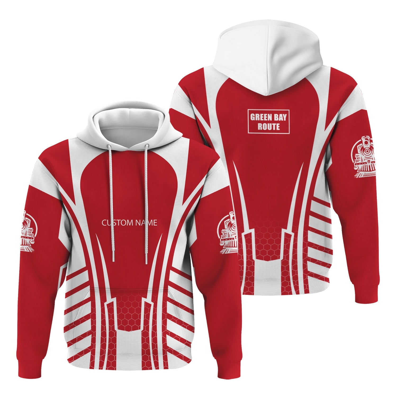 Railspirit Personalized Green Bay & Western Railroad Hoodie Striped Railroad Style Train Zip Up Hoodie All Over Print