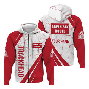 Railspirit Personalized Green Bay & Western Railroad Hoodie Crackle Texture Style Train Zip Up Hoodie For Trackhead