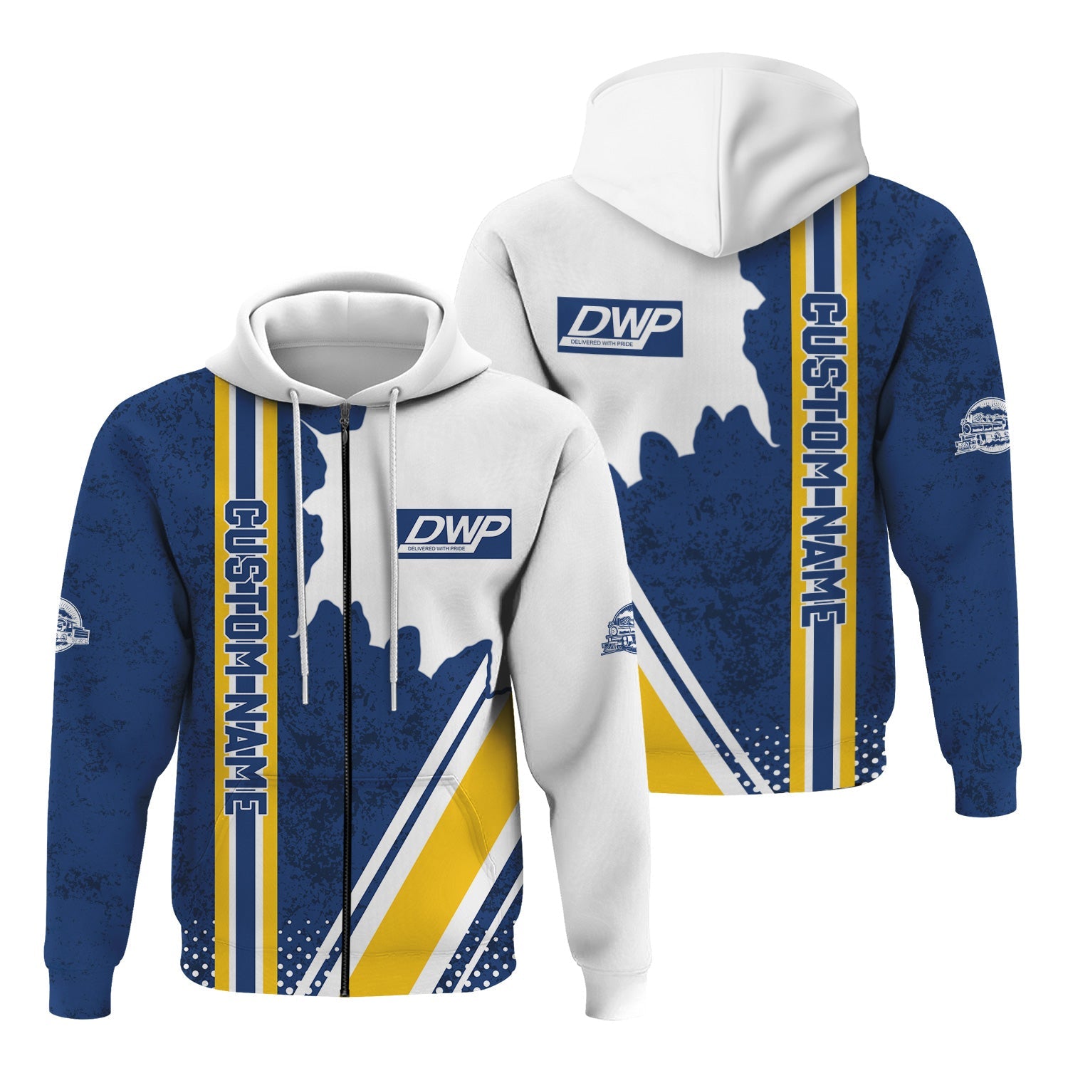 Railspirit Personalized Duluth, Winnipeg and Pacific Railway Hoodie All Over Printed Unisex Zip Up Hoodie