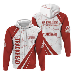 Railspirit Personalized New Hope Railroad Hoodie Crackle Texture Style Train Zip Up Hoodie For Trackhead