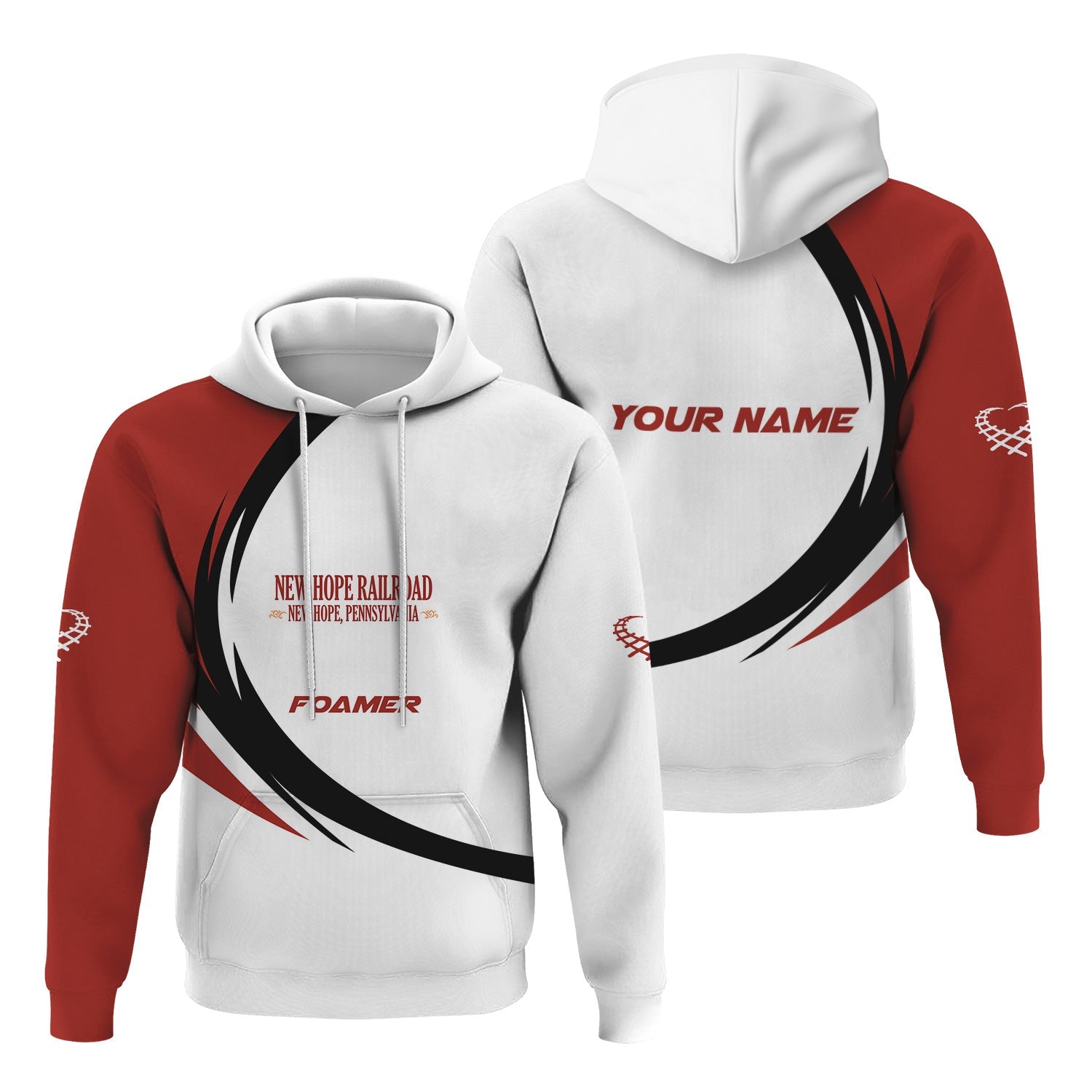 Railspirit Personalized New Hope Railroad Hoodie Unique Graphic Style Zip Up Hoodie For Train Enthusiasts