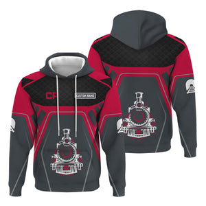 Railspirit Personalized Canadian Pacific Railroad Hoodie Steam Locomotive Engine Graphic Train Zip Up Hoodie All Over Print