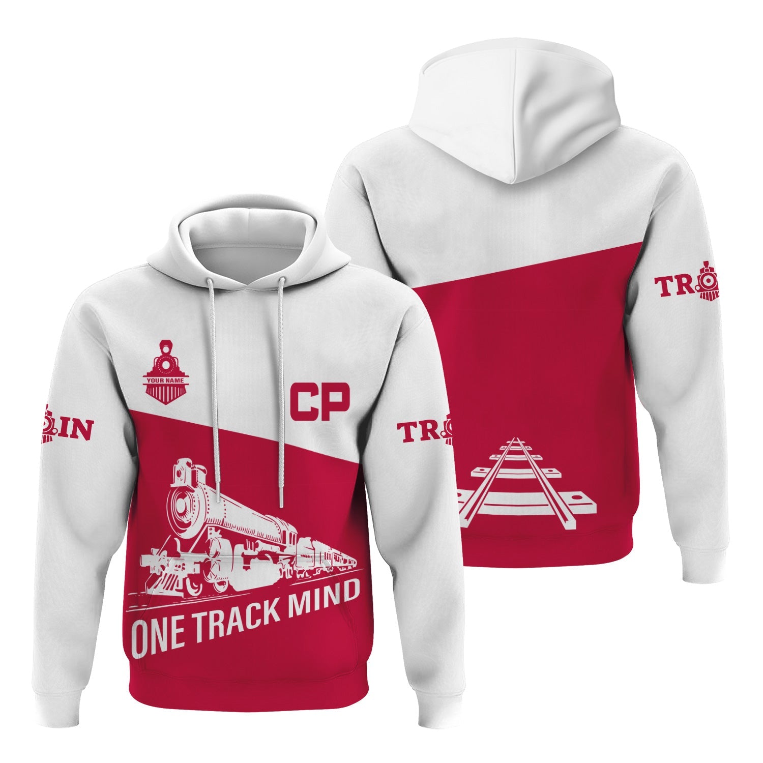 Railspirit Custom Name Canadian Pacific Railroad Hoodie One Track Mind Printed Zip Hoodie