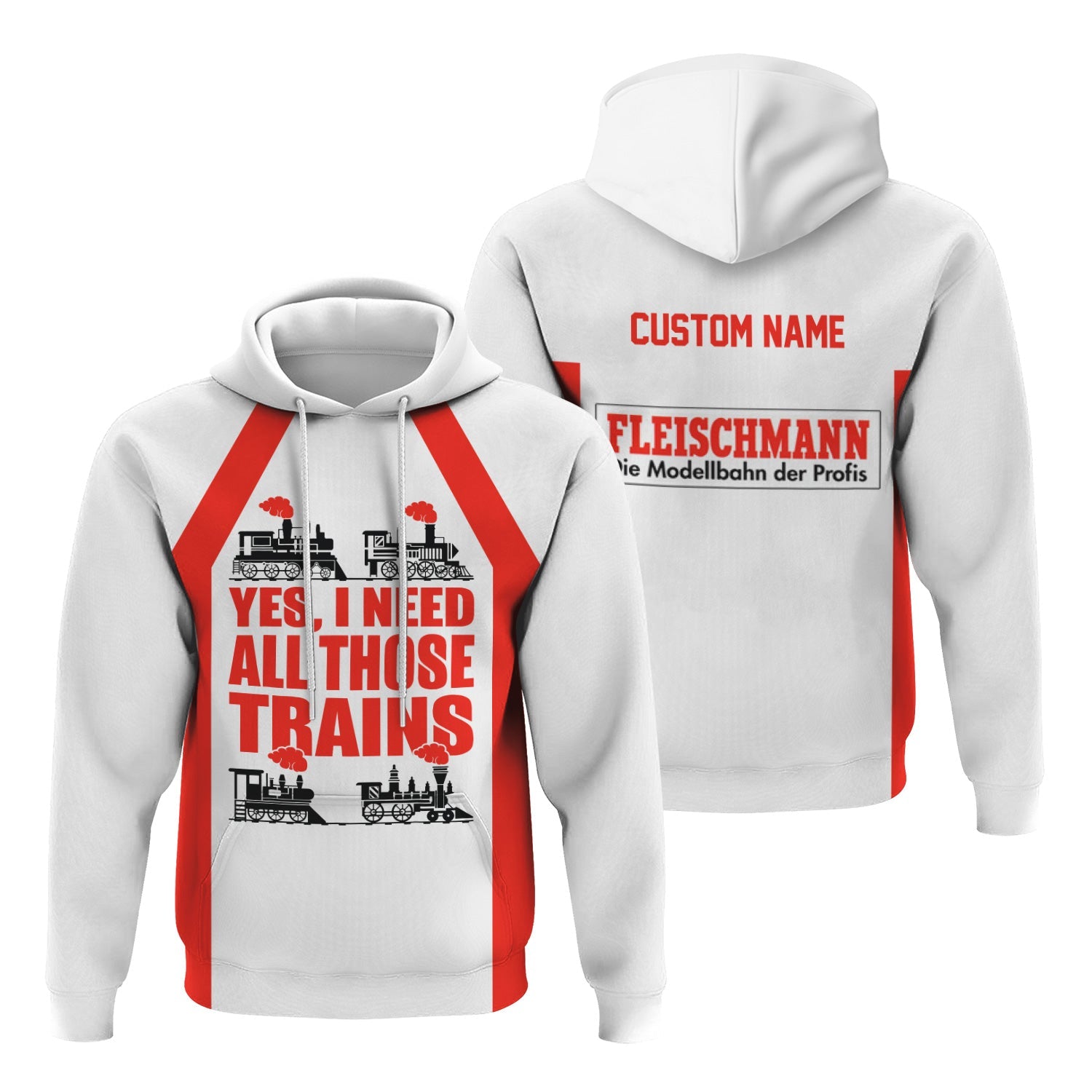 Railspirit Custom Name Fleischmann And Western Railroad Hoodie Yes I Need All Those Train Printed Zip Hoodie