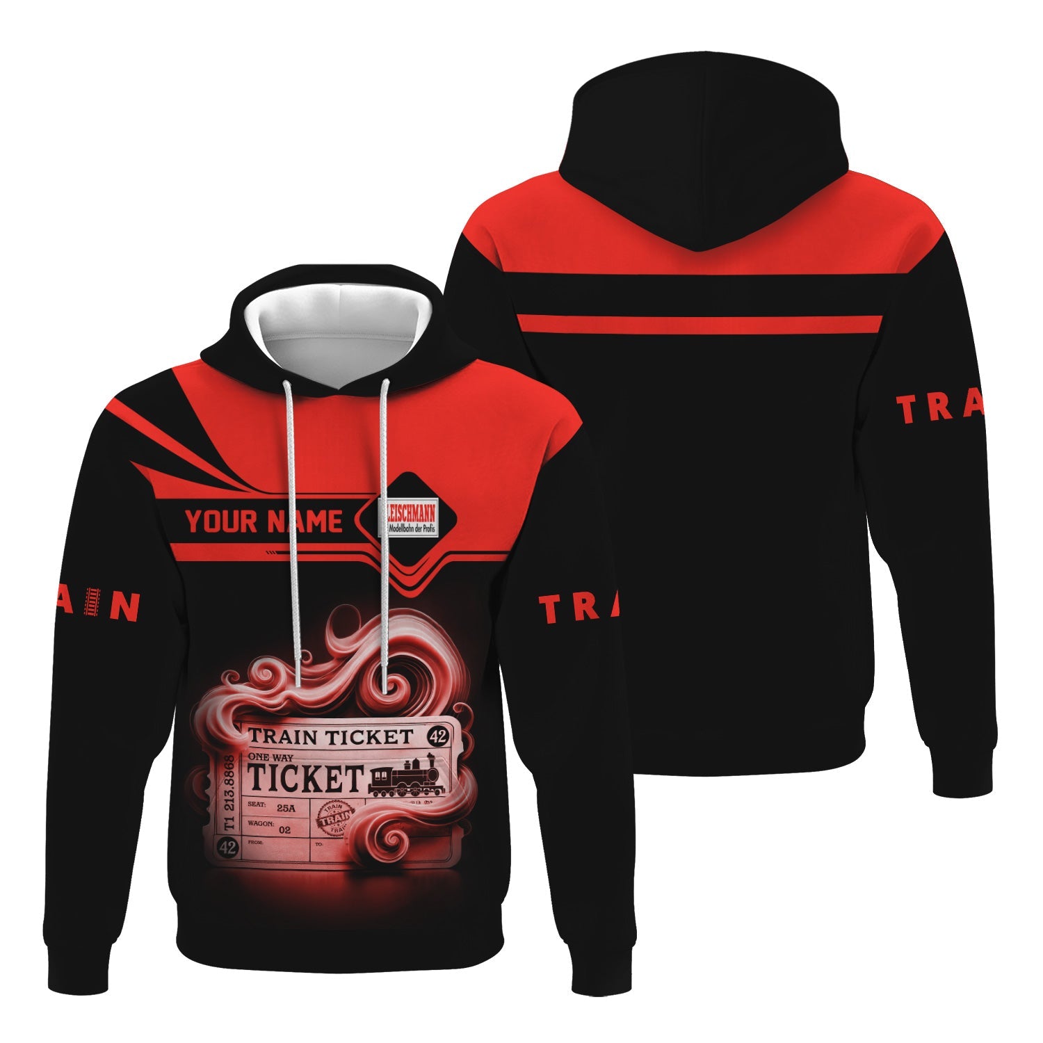 Railspirit Custom Name Fleischmann And Western Railroad Hoodie American Train Ticket Printed Zip Hoodie