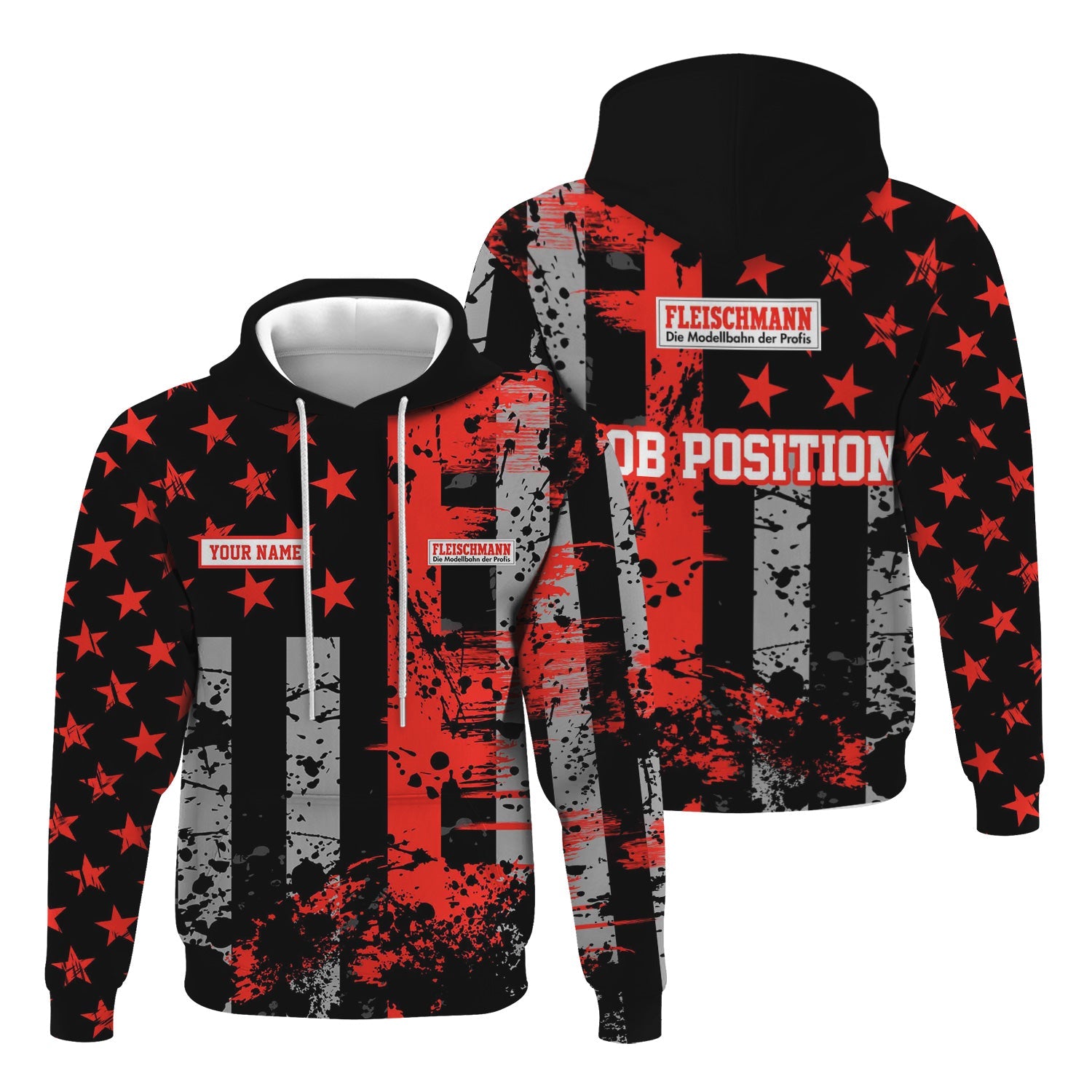 Railspirit Personalized Fleischmann And Western Railroad Hoodie Artistic Paint American Flag Style Train Zip Up Hoodie