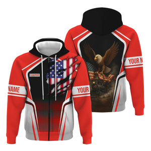 Railspirit Personalized Fleischmann And Western Railroad Hoodie American Eagle Vintage Train Zip Up Hoodie