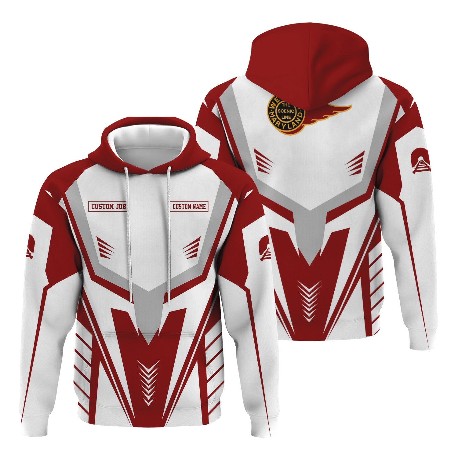 Railspirit Personalized Western Maryland Railway Hoodie Workwear-Inspired with Custom Position Train Zip Up Hoodie