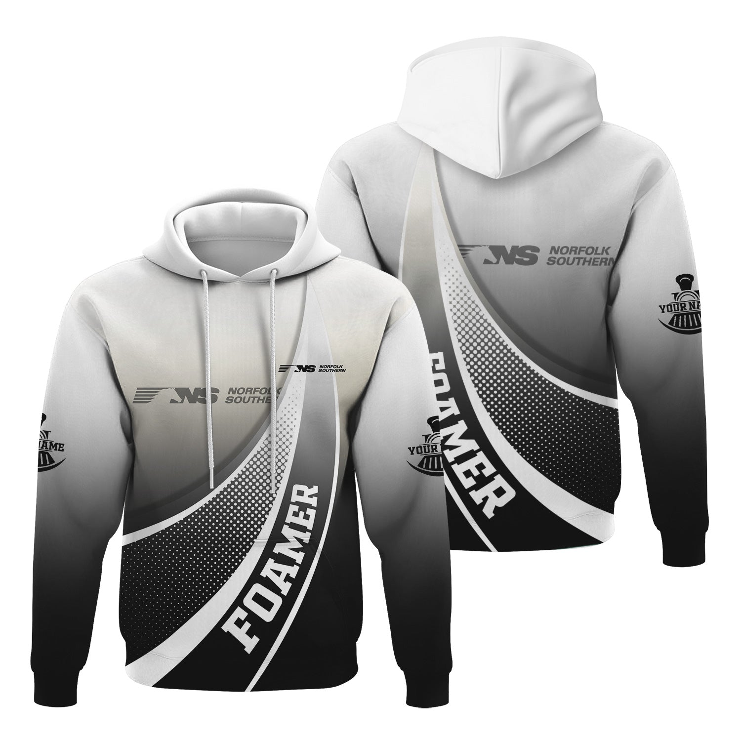 Railspirit Personalized Norfolk Southern Railway Hoodie Railway-Themed Style Zip Up Hoodie Gift Idea For Trainspotter