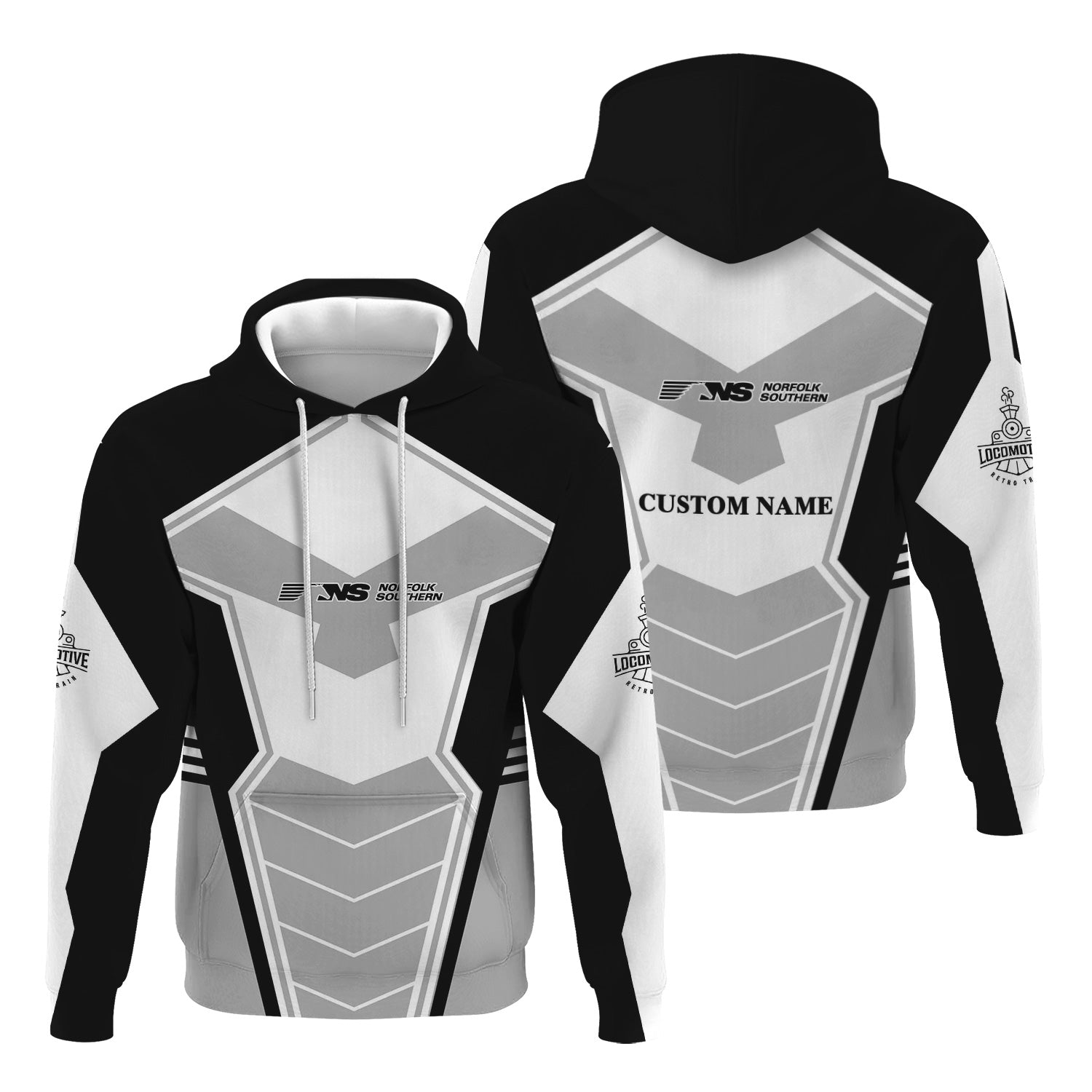 Railspirit Personalized Norfolk Southern Railway Hoodie Engine-Inspired Style Train Zip Up Hoodie for Railroad Fanatic