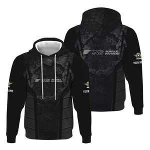Railspirit Personalized Norfolk Southern Railway Hoodie Cracked Metal Design Train Zip Up Hoodie for Rail Enthusiasts