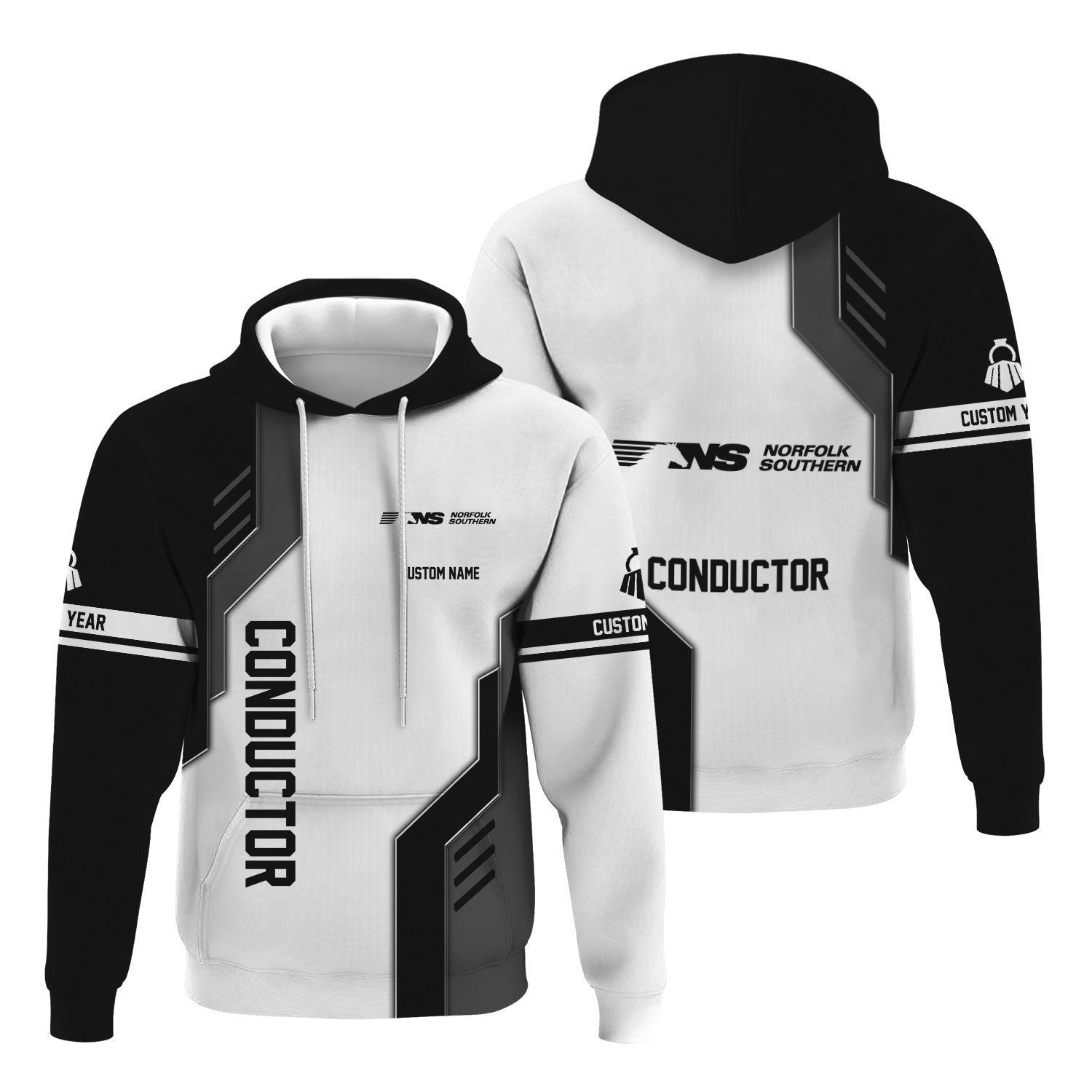 Railspirit Personalized Norfolk Southern Railway Hoodie Unique Railway Style with Custom Job Train Zip Up Hoodie