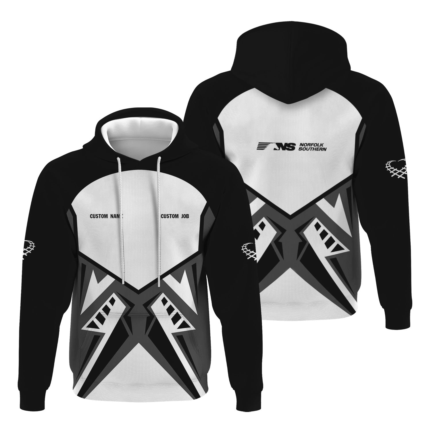 Railspirit Personalized Norfolk Southern Railway Hoodie Vibriant Style with Custom Position Train Zip Up Hoodie