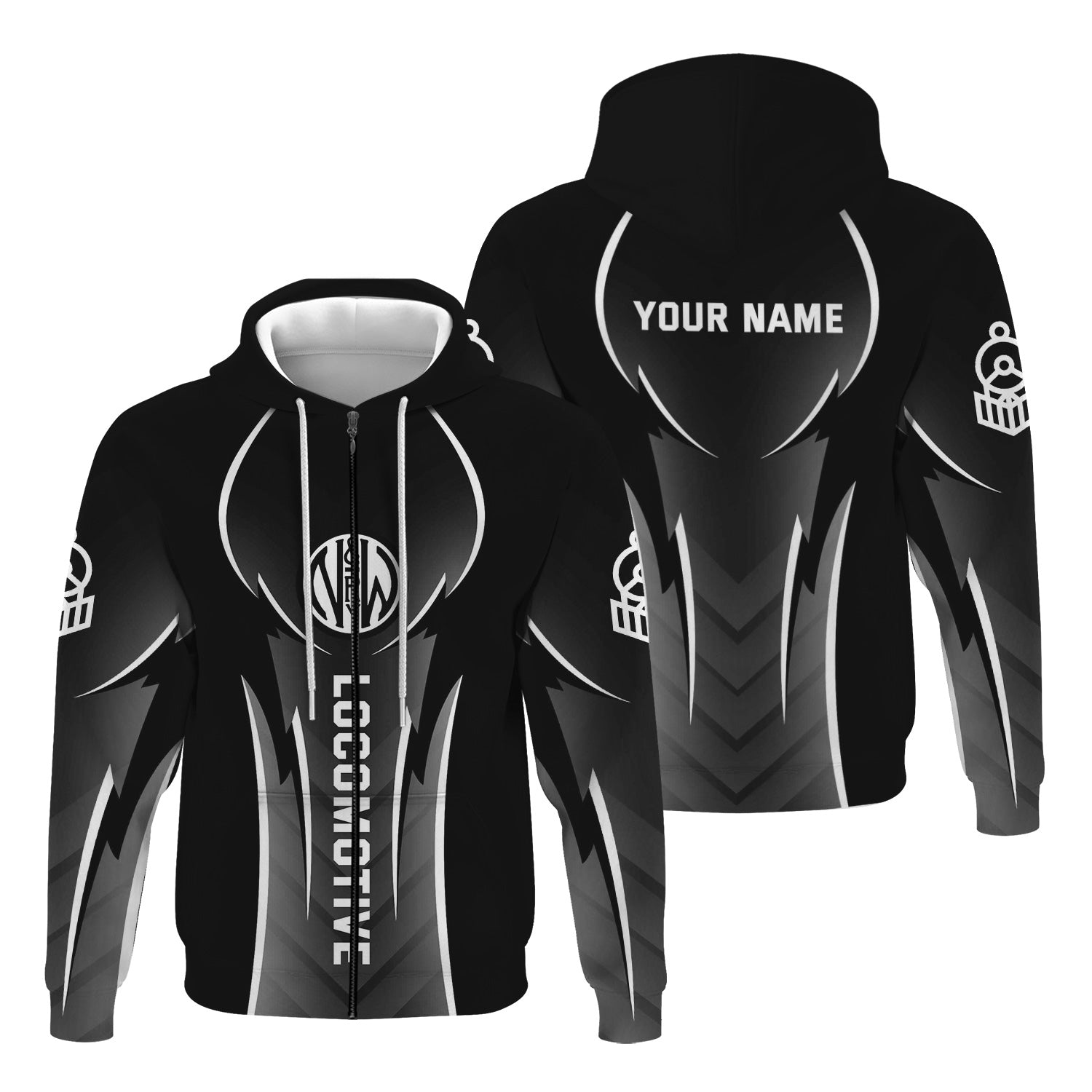 Railspirit Personalized Norfolk and Western Railway Hoodie Striking Line Style N&W Train Zip Up Hoodie For Locomotive Lovers