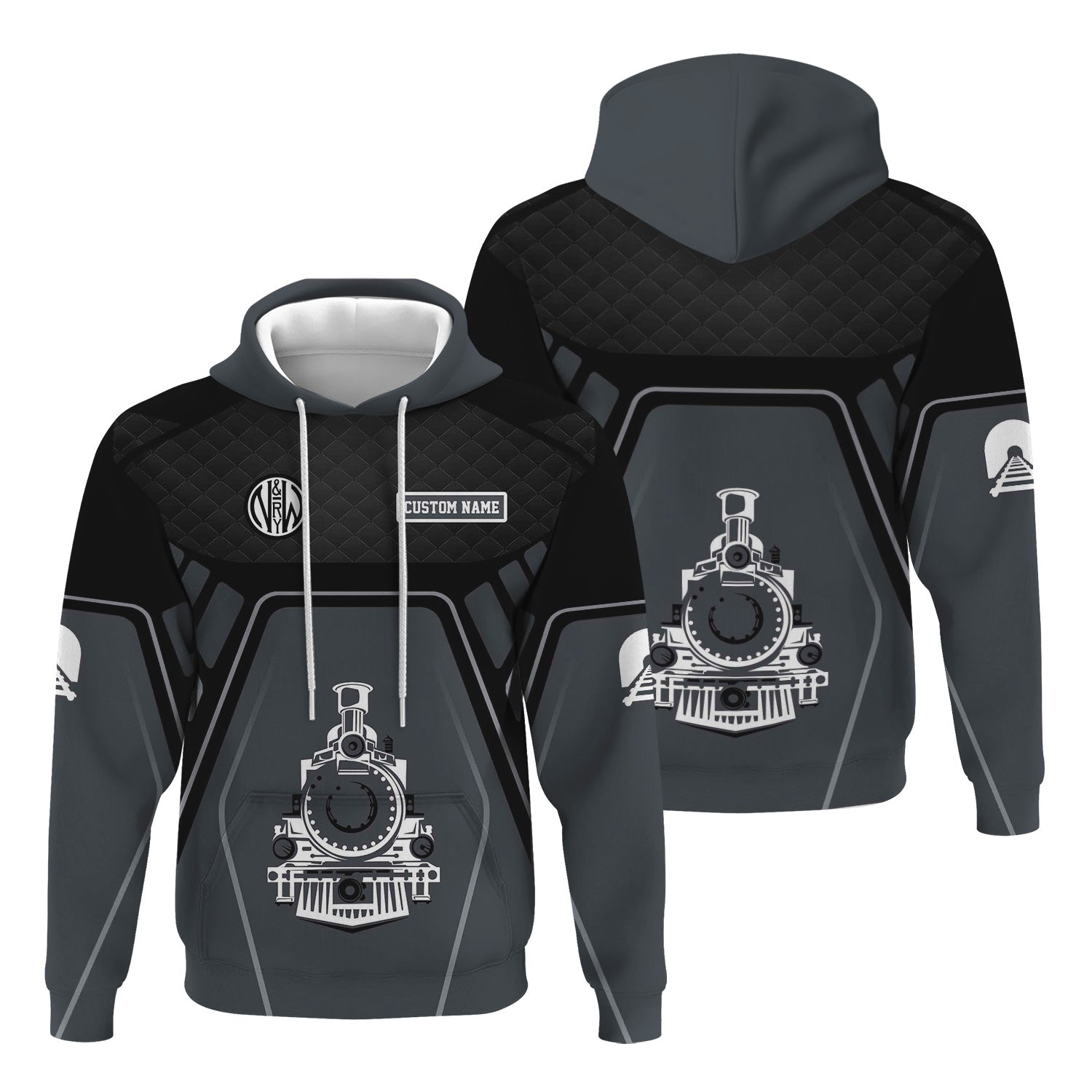 Railspirit Personalized Norfolk and Western Railway Hoodie Steam Locomotive Engine Graphic N&W Train Zip Up Hoodie All Over Print