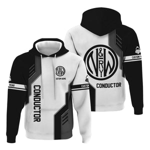 Railspirit Personalized Norfolk and Western Railway Hoodie Unique Railway Style with Custom Job N&W Train Zip Up Hoodie