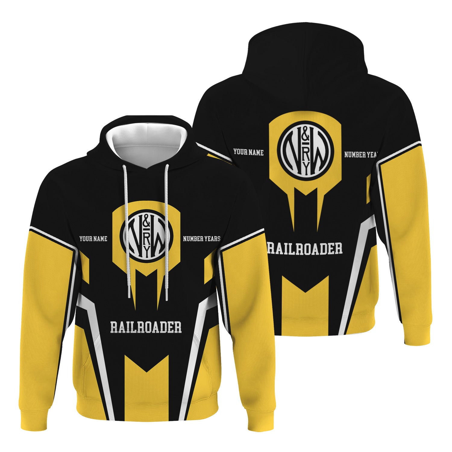 Railspirit Personalized Norfolk and Western Railway Hoodie Custom Year Railroader N&W Zip Up Hoodie Gift Idea For Train Lover
