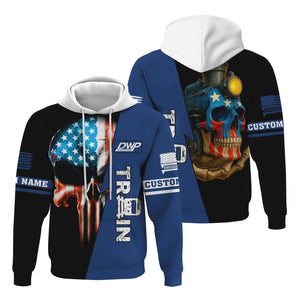 Railspirit Personalized Duluth, Winnipeg and Pacific Railway Hoodie Train Skull American Flag Zip Up Hoodie All Over Print