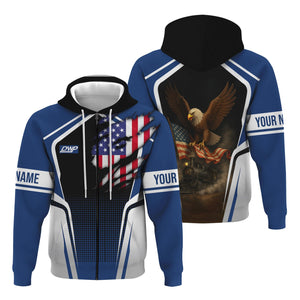 Railspirit Personalized Duluth, Winnipeg and Pacific Railway Hoodie American Eagle Vintage Train Zip Up Hoodie