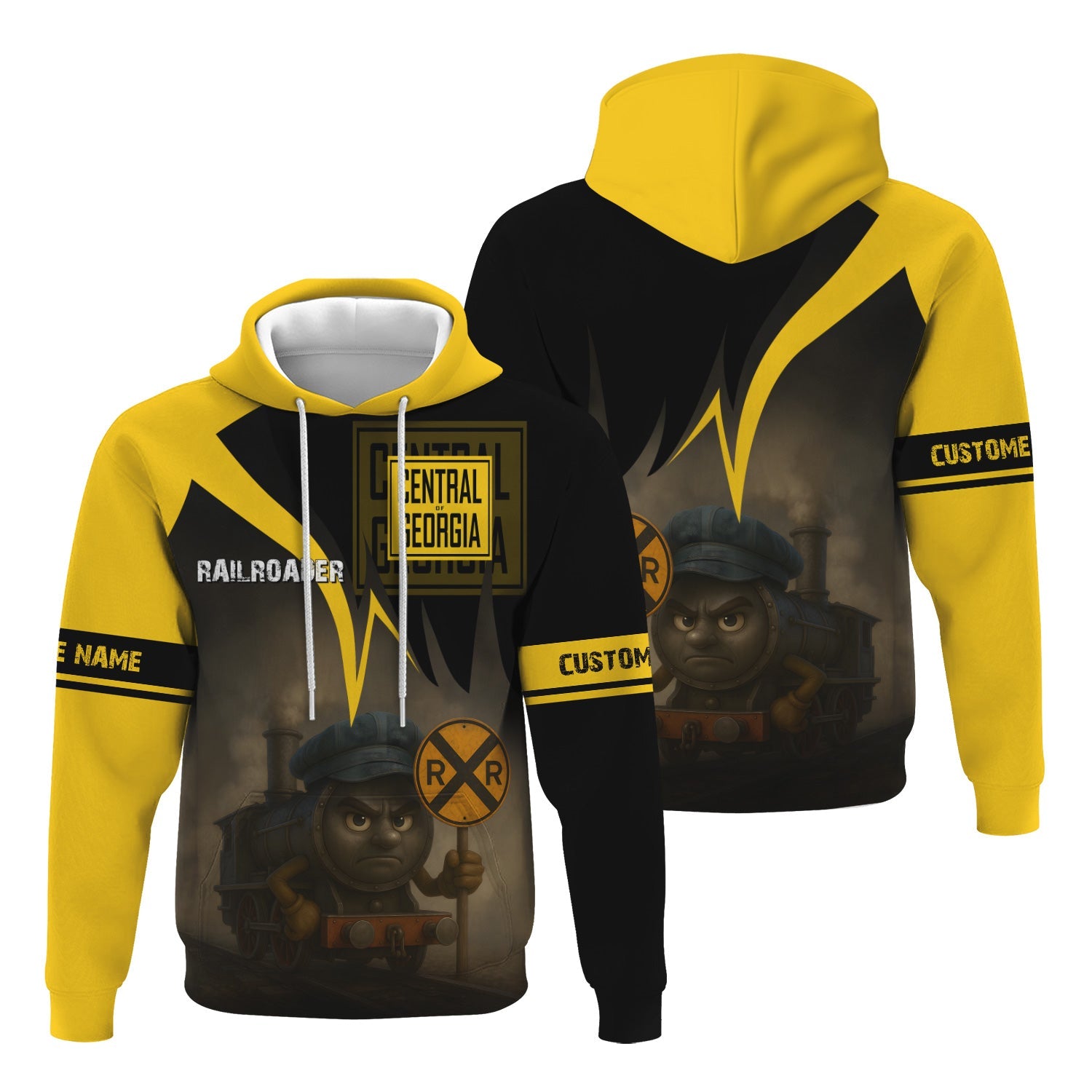 Railspirit Personalized Central of Georgia Railway Hoodie Angry Train Hoodie Gift Idea For Train Lover