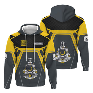 Railspirit Personalized Central of Georgia Railway Hoodie Steam Locomotive Engine Graphic Train Zip Up Hoodie All Over Print