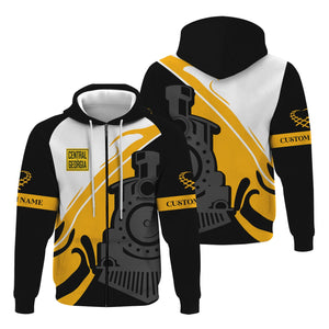 Railspirit Personalized Central of Georgia Railway Hoodie Flame-Inspired Style Zip Up Hoodie Gift Idea For Train Lovers