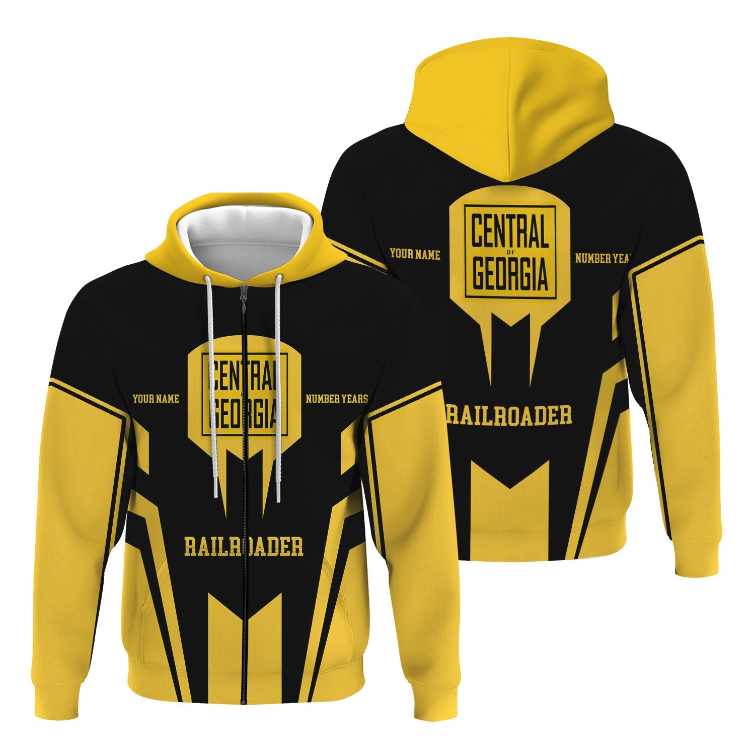 Railspirit Personalized Central of Georgia Railway Hoodie Custom Year Railroader Zip Up Hoodie Gift Idea For Train Lover