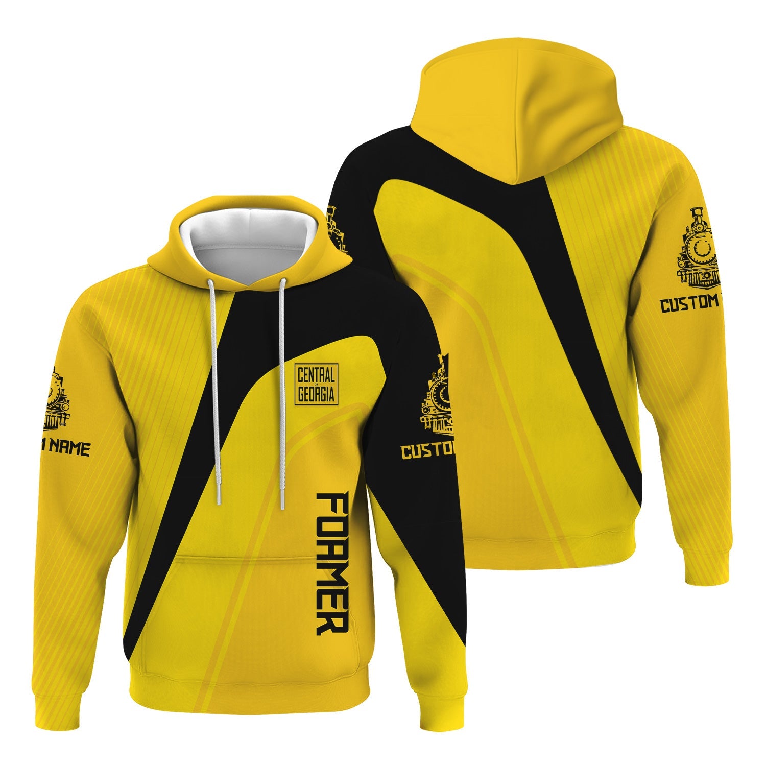 Railspirit Personalized Central of Georgia Railway Hoodie Vibrant Striking Style Zip Up Hoodie For Rail Enthusiasts