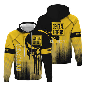 Railspirit Personalized Central of Georgia Railway Hoodie Skull Design with Custom Job Train Zip Up Hoodie for Trackhead Crew