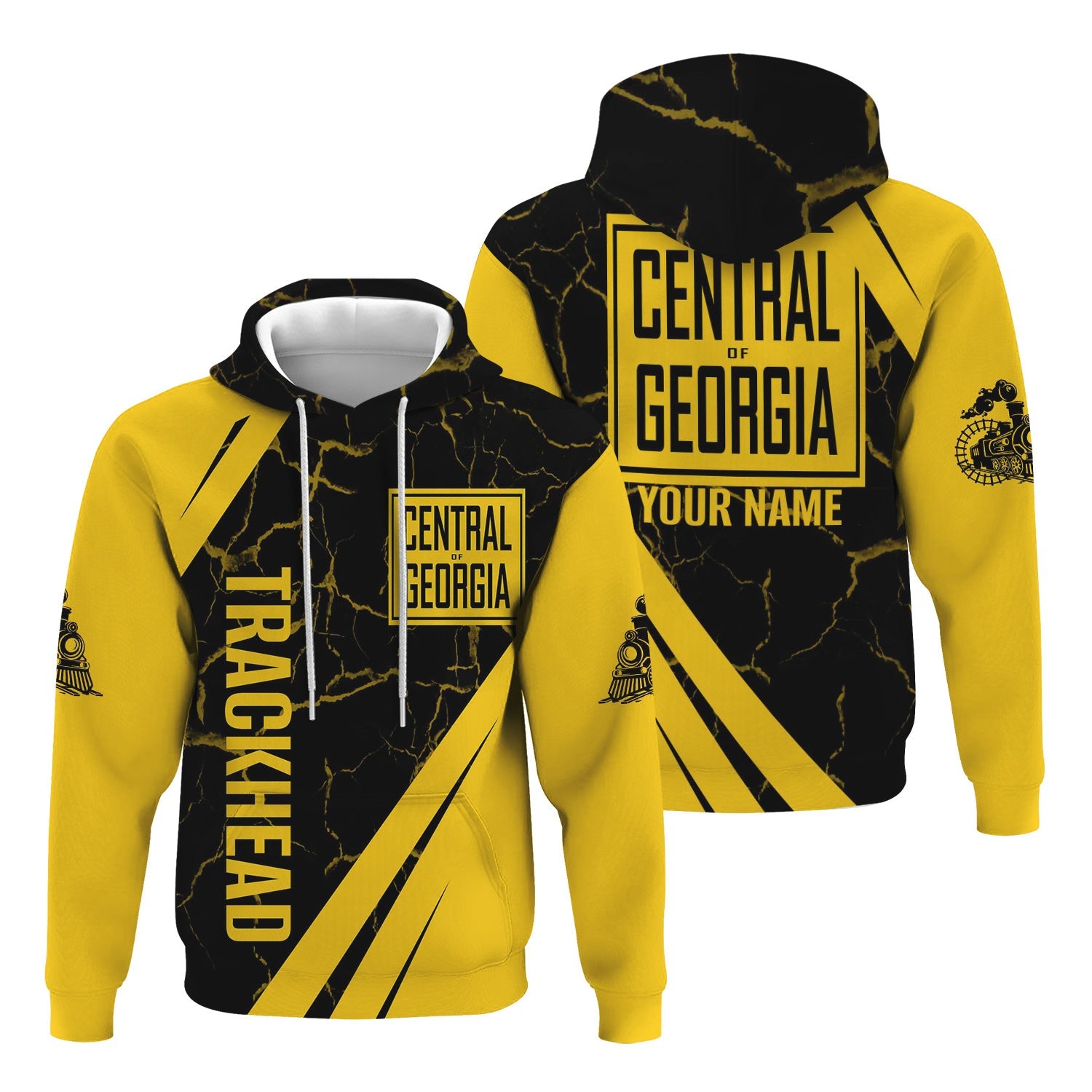 Railspirit Personalized Central of Georgia Railway Hoodie Crackle Texture Style Train Zip Up Hoodie For Trackhead