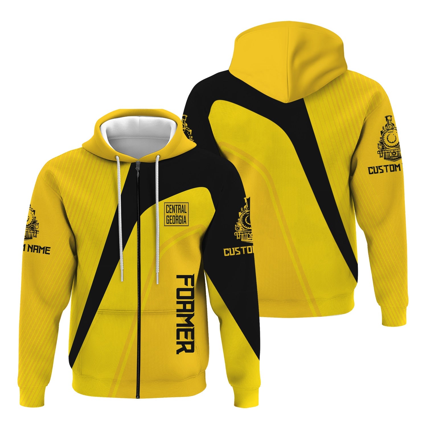 Railspirit Personalized Central of Georgia Railway Hoodie Vibrant Striking Style Zip Up Hoodie For Rail Enthusiasts