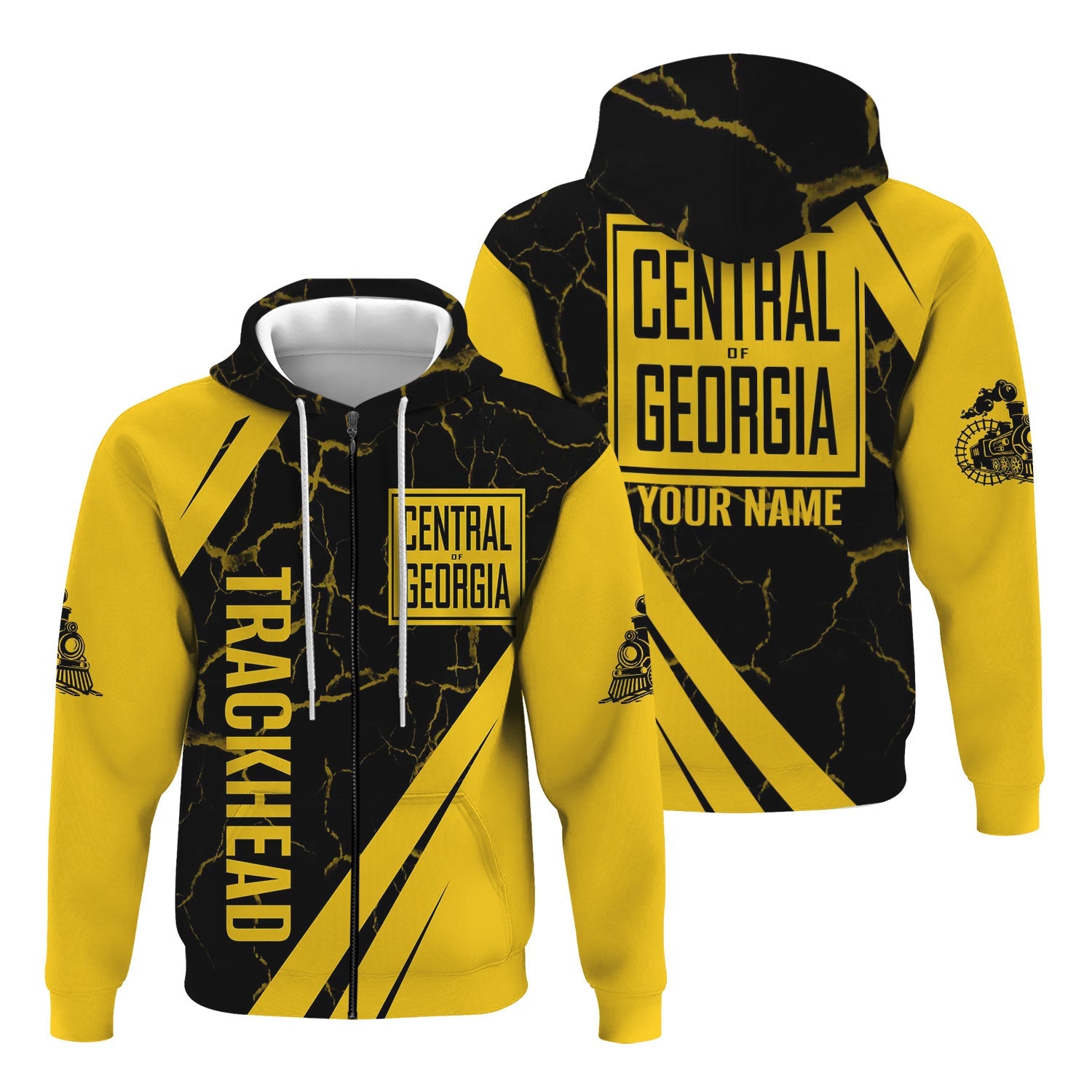 Railspirit Personalized Central of Georgia Railway Hoodie Crackle Texture Style Train Zip Up Hoodie For Trackhead