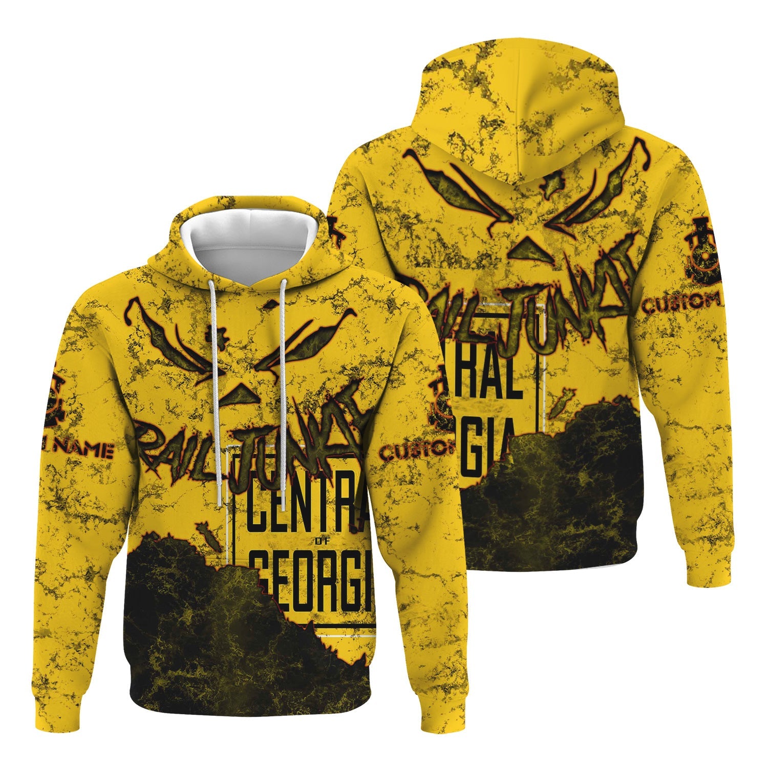 Railspirit Personalized Central of Georgia Railway Hoodie Torn Graphic Style Train Zip Up Hoodie For Rail Junkie