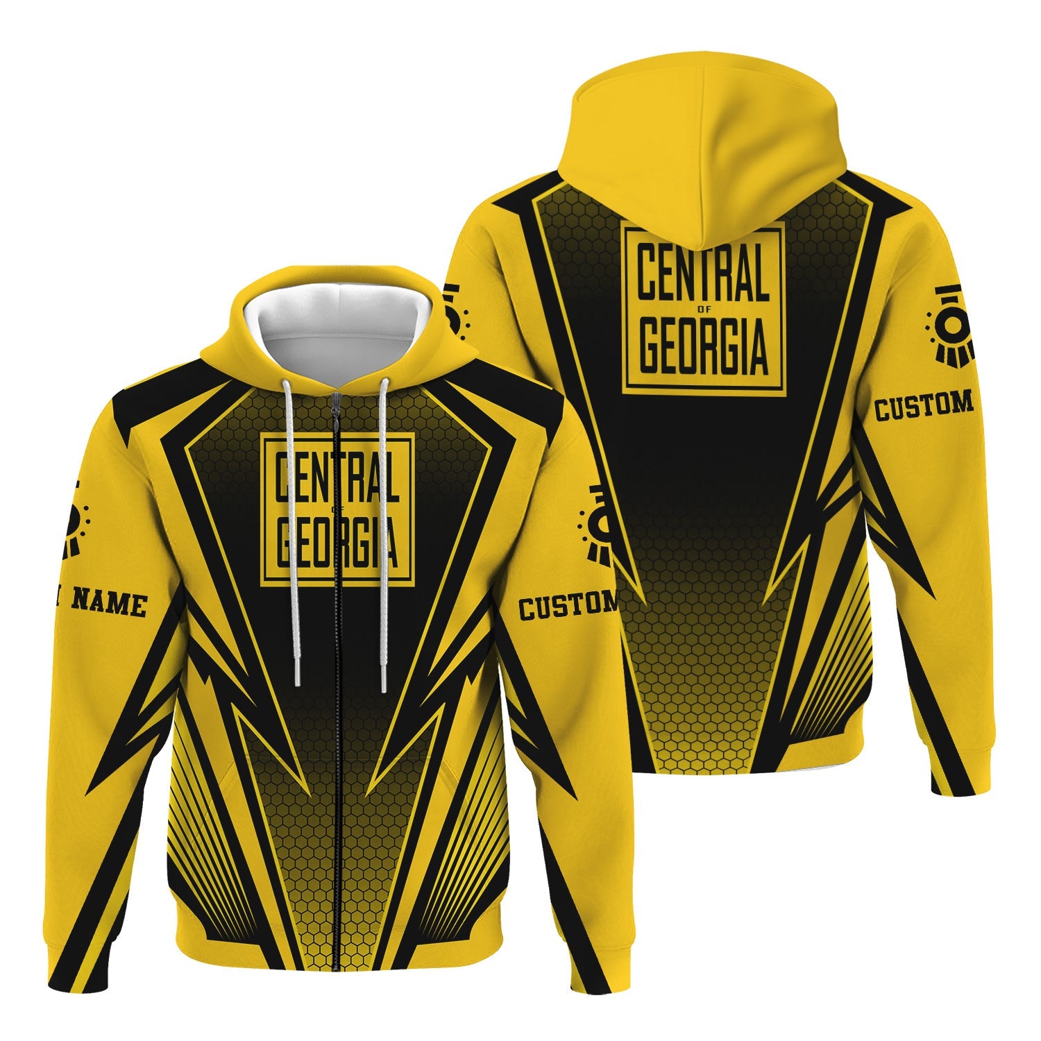 Railspirit Personalized Central of Georgia Railway Hoodie Lightning Graphic Style Zip Up Hoodie Gift Idea For Train Lover